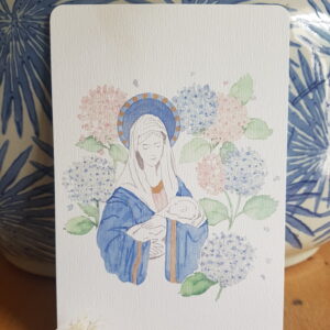 Carte - Vierge à l'enfant & hortensias