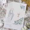 Image signet de communion pour fille avec hortensias