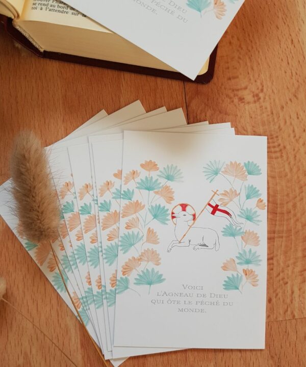 Image pieuse - Agneau de Dieu & palmes