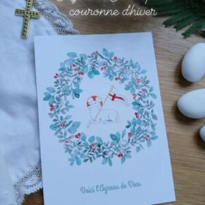 Image pieuse - Agneau de Dieu & couronne d'hiver