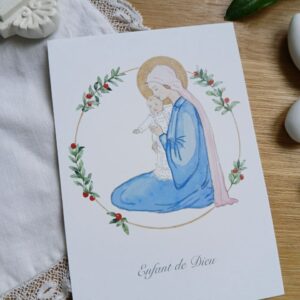 Image pieuse - Vierge bleue, enfant de Dieu