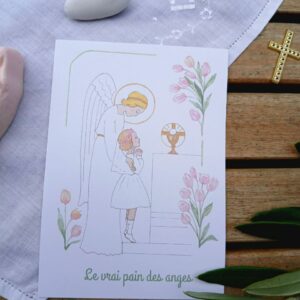Image pieuse - Communion fille & tulipes