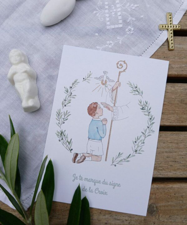 Image pieuse, signe de la croix