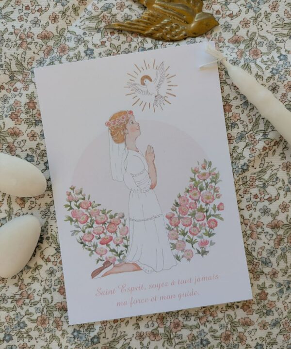 Image pieuse - Confirmation fille renoncules