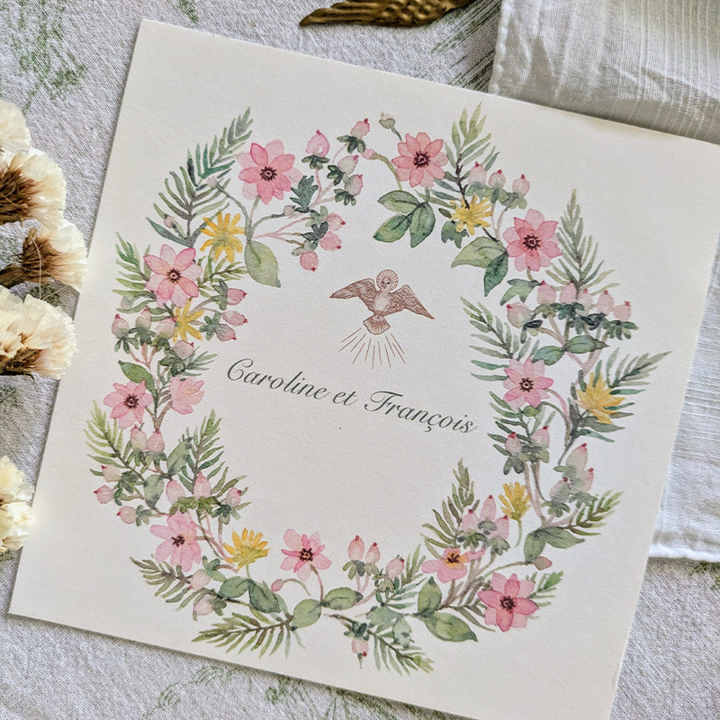 Faire-part couronne de printemps