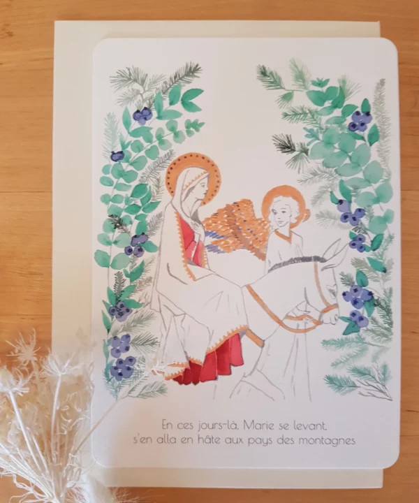 La carte de la Vierge Marie se rendant chez sa cousine Elisabeth