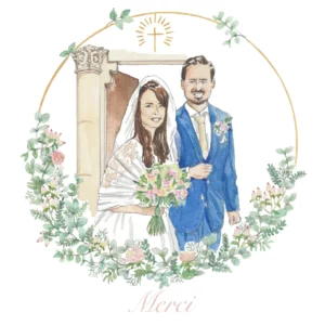 Faire-part carré 15 cm x 15 cm sur papier couché mat 300g.