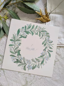 Faire-part carré 14cm x 14cm sur papier mat 300g