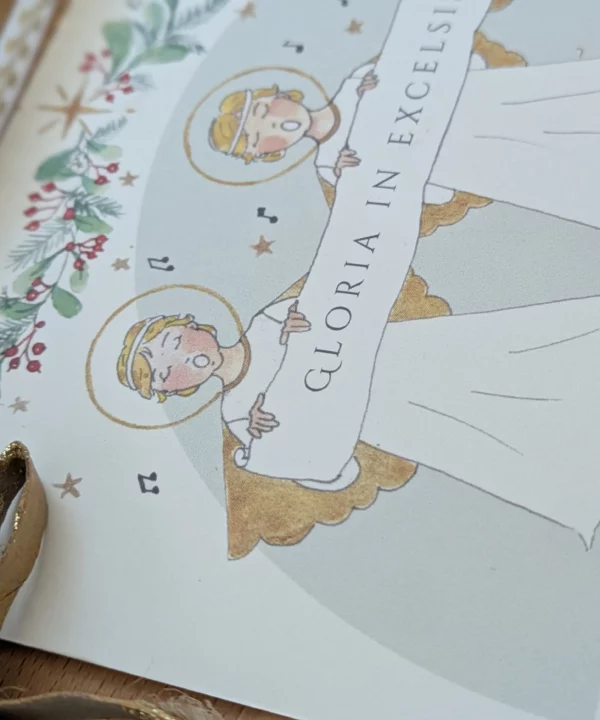 Carte postale des anges de Noël peints à l'aquarelle, chantant le Gloria