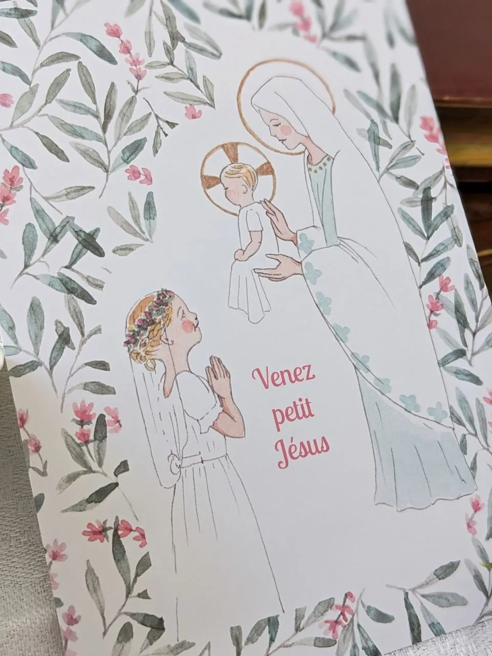 Image signet de première communion lavandes roses- "venez petit Jésus" – Image 2